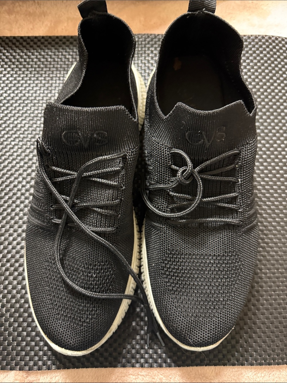 Victoria's Secret Men’s Black Knit Slip-On Sneakers with White Sole